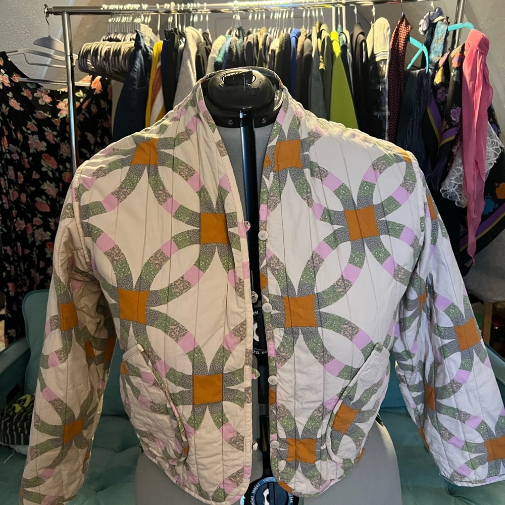 Universal Thread Multicolor Patchwork Puffer Jack… - image 1